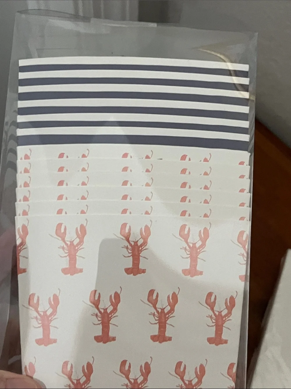 Lobster Themed Party Set - Coral & White Plates, Napkins, Popcorn Containers